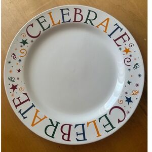 The Pampered Chef Celebrate Plate Round White Ceramic 10.5 Inch Party Platter